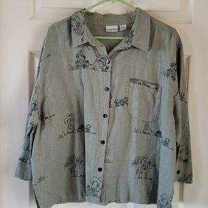 Chico's Designs green linen top size 3